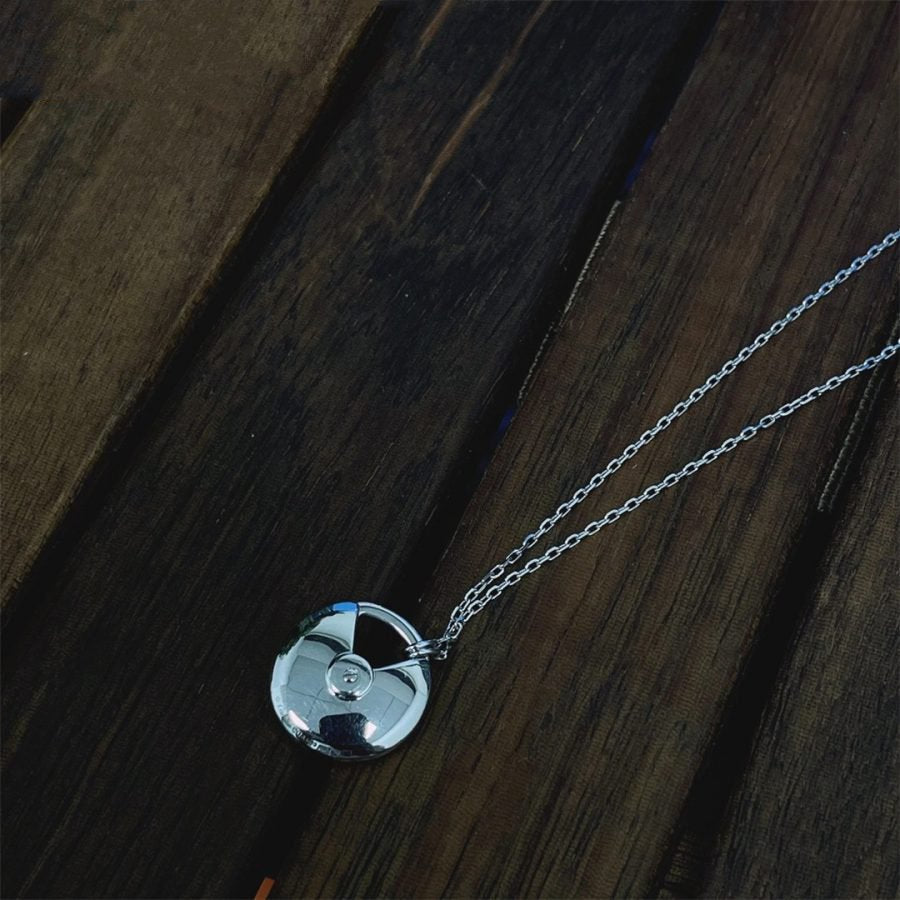 [⭐JeweliWhal]COLLIER AMULETTE ARGENT TOUT DIAMANT
