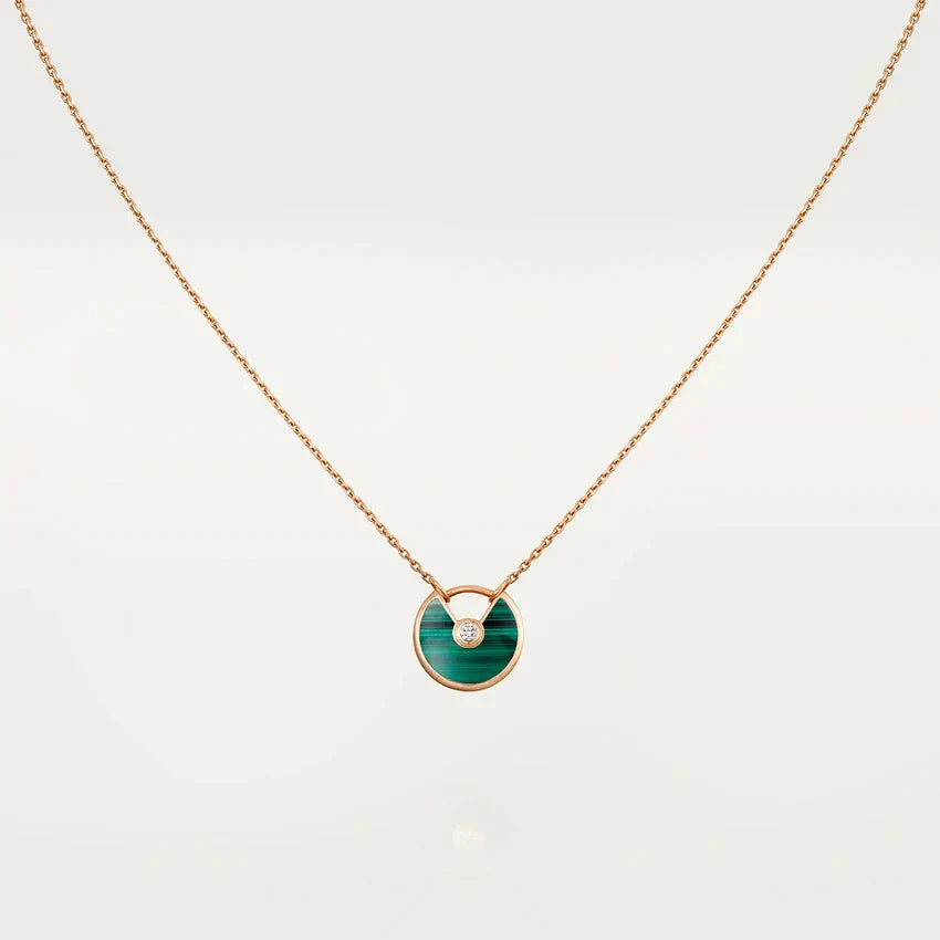 [⭐JeweliWhal]COLLIER AMULETTE MALACHITE OR ROSE