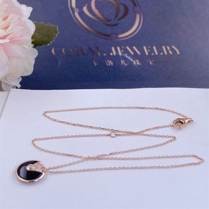 [⭐JeweliWhal]COLLIER AMULETTE ONYX OR ROSE