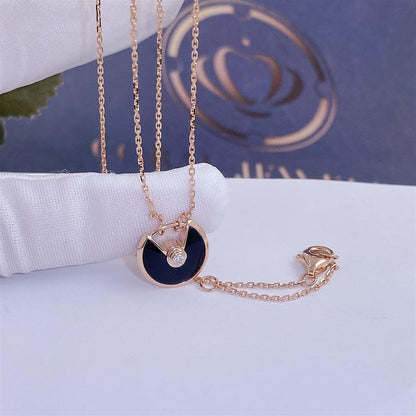 [⭐JeweliWhal]COLLIER AMULETTE ONYX OR ROSE
