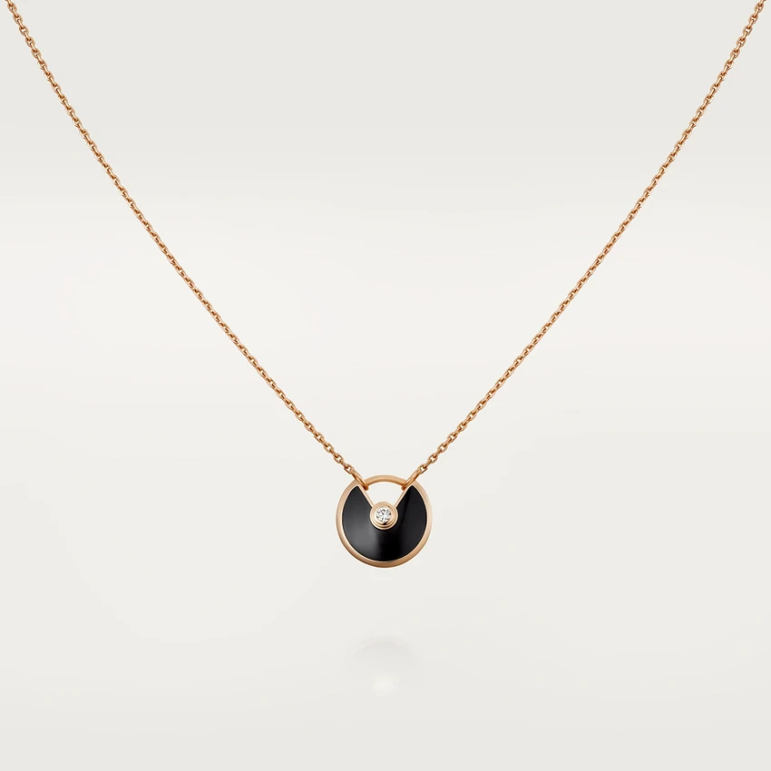 [⭐JeweliWhal]COLLIER AMULETTE ONYX OR ROSE
