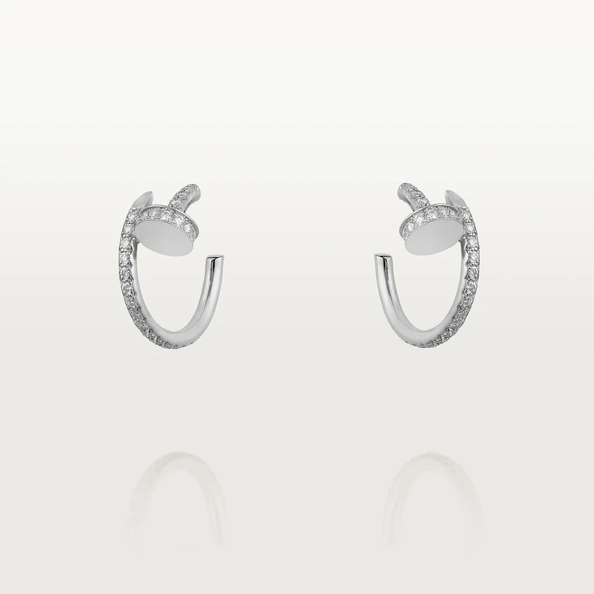 [⭐JeweliWhal]BOUCLES D'OREILLES JUSTE 12,75MM ARGENT DIAMANT