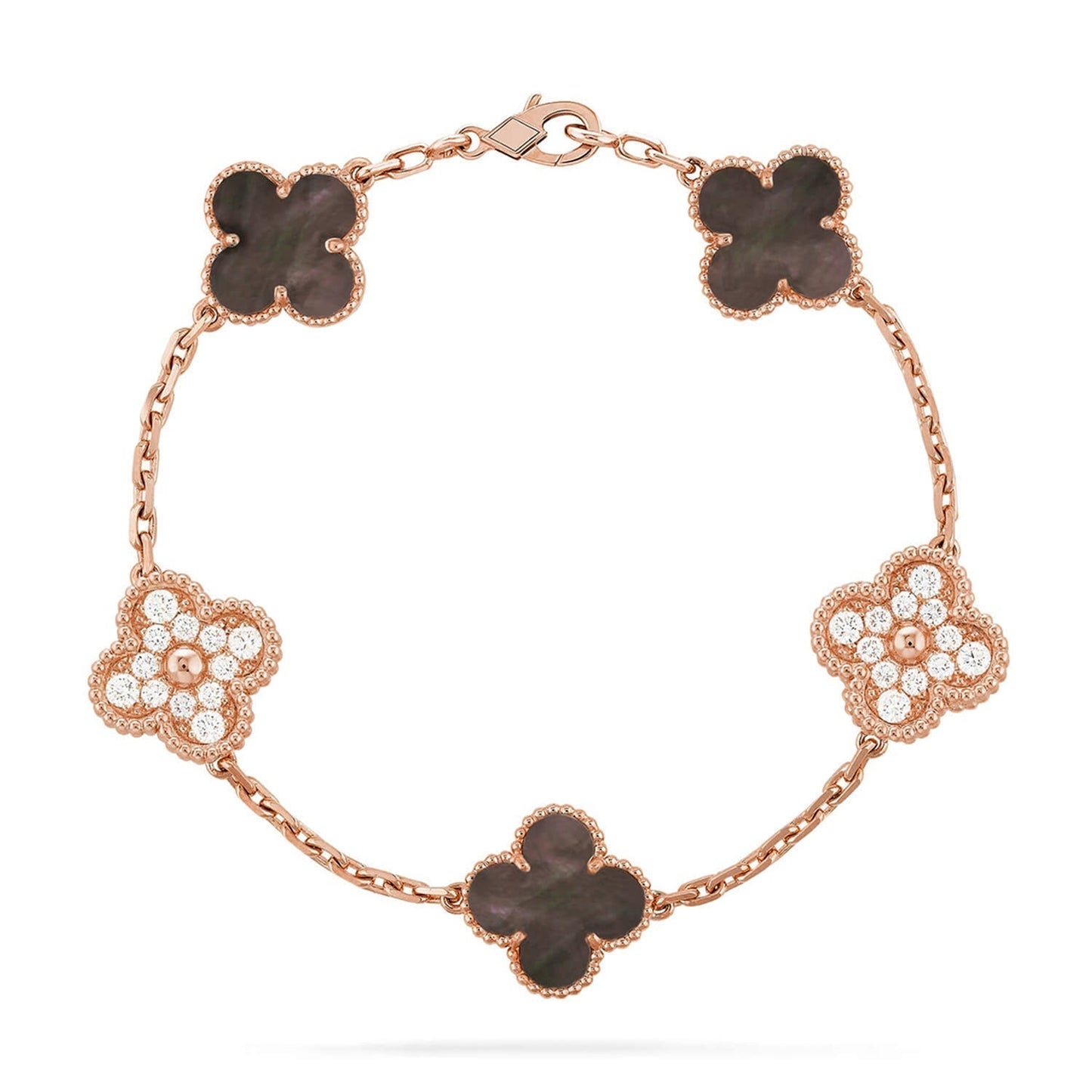 [⭐JeweliWhal] COLLECTION BRACELETS TRÈFLE 5 MOTIFS EN NACRE GRISE