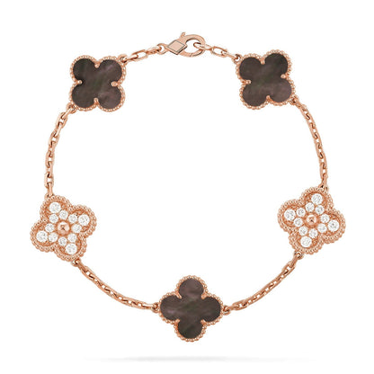 [⭐JeweliWhal] COLLECTION BRACELETS TRÈFLE 5 MOTIFS EN NACRE GRISE