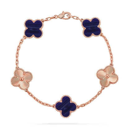[⭐JeweliWhal]COLLECTION BRACELET RAYURES VIOLETTES 5 MOTIFS TRÈFLE