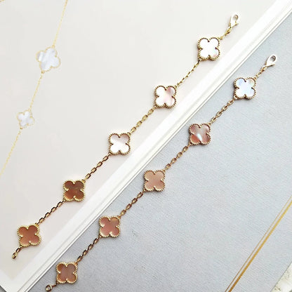 [⭐JeweliWhal] مجموعة سوار CLOVER 5 MOTIFS من عرق اللؤلؤ الوردي