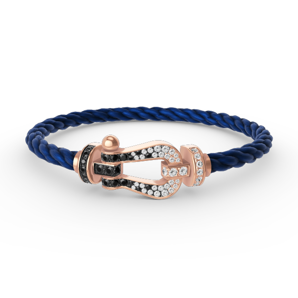 [⭐JeweliWhal]FORCE LARGE HORSESHOE BLACK WHITE DIAMOND BRACELET ROSE GOLD