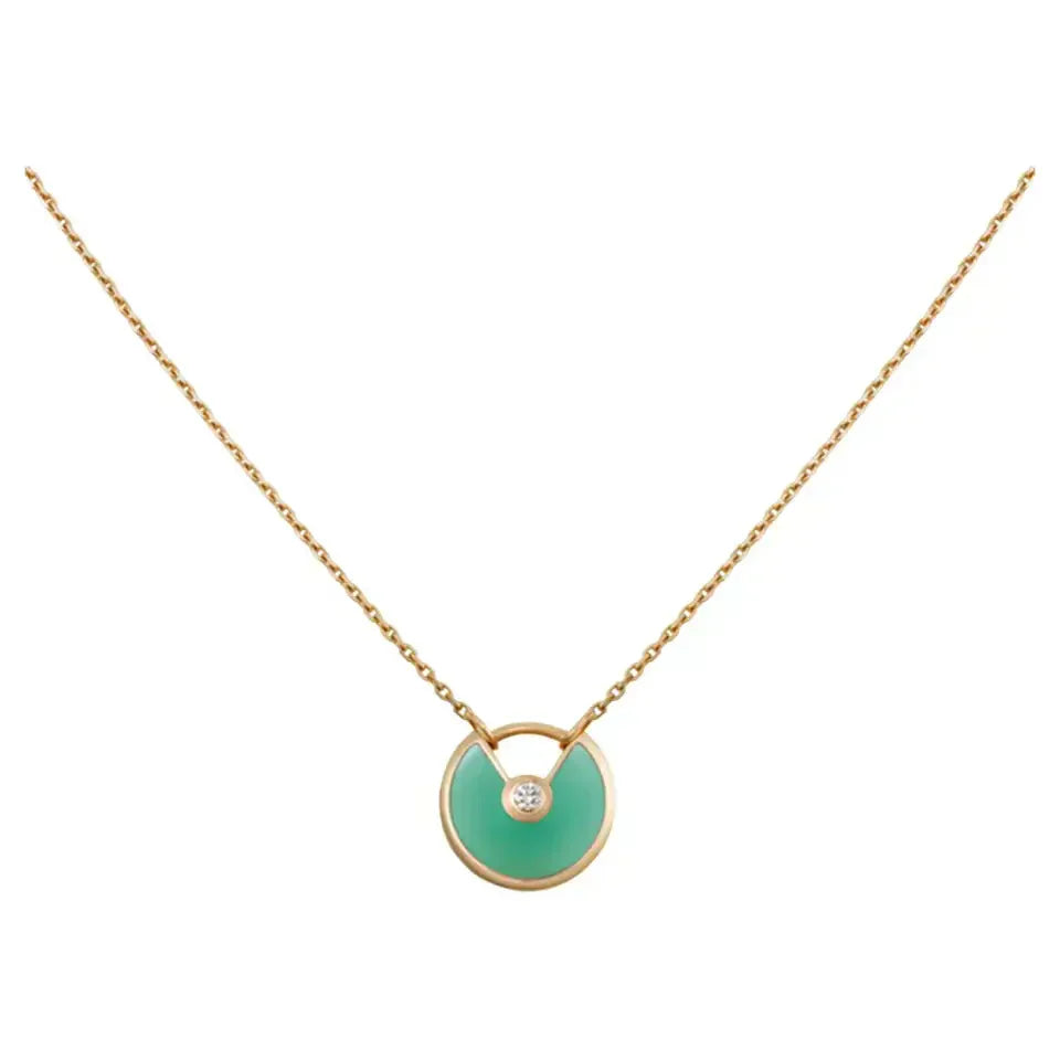 [⭐JeweliWhal]COLLIER AMULETTE MALACHITE DORÉE
