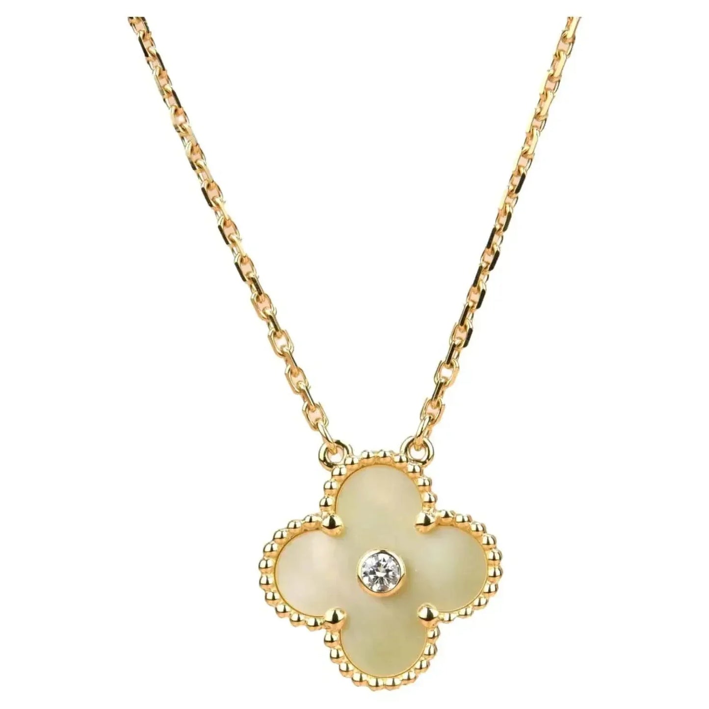 [⭐JeweliWhal]COLLIER CLOVER 15MM DIAMANT OR NACRE