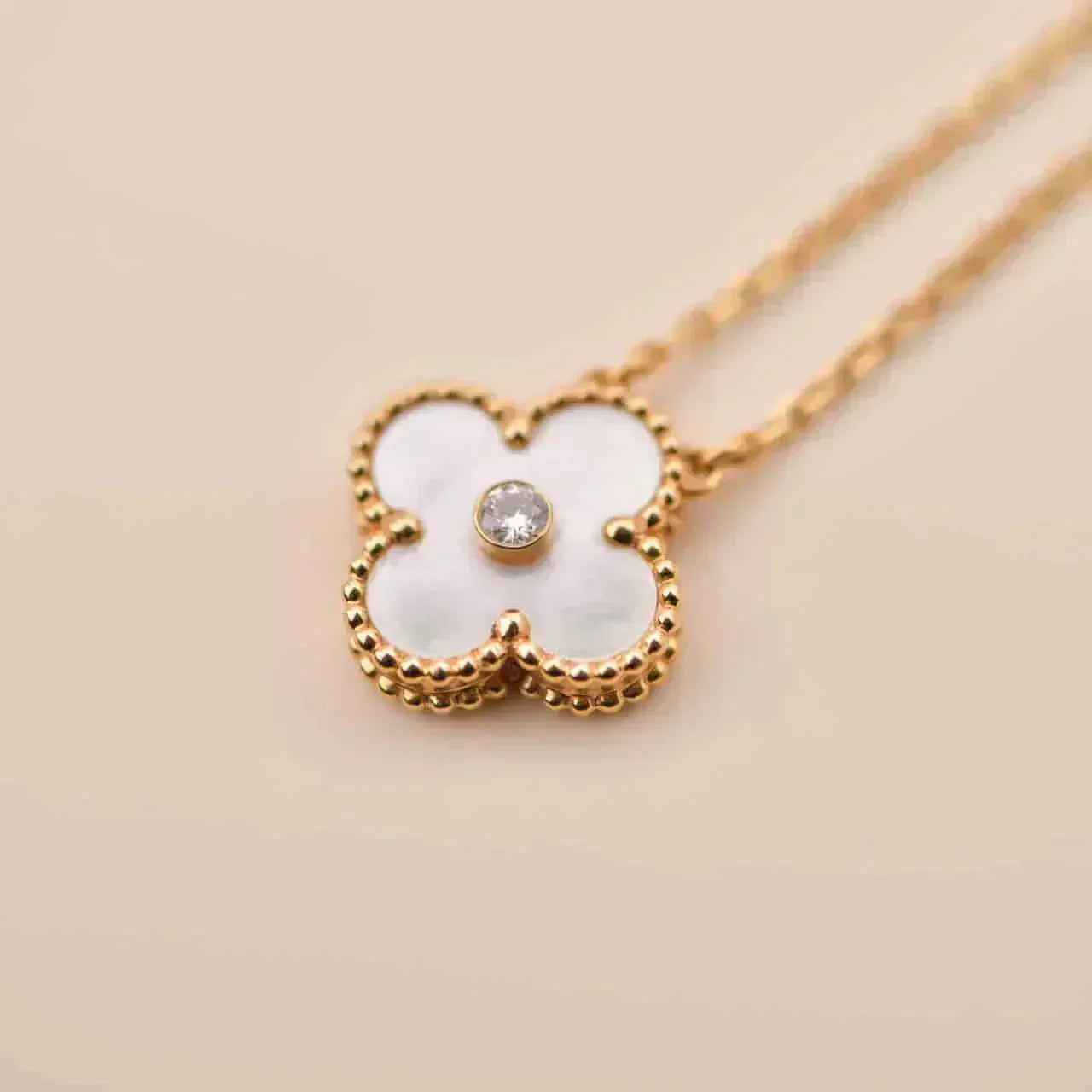[⭐JeweliWhal]CLOVER COLLIER FRITILLAIRE BLANC 15MM DIAMANT