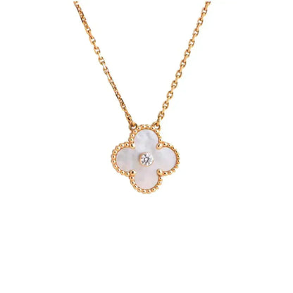 [⭐JeweliWhal]CLOVER COLLIER FRITILLAIRE BLANC 15MM DIAMANT