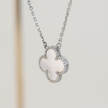 [⭐JeweliWhal]TRÈFLE 15 MM NACRE BLANCHE ARGENT