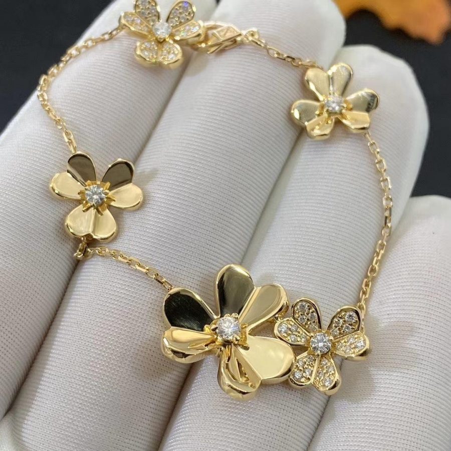 [⭐JeweliWhal]BRACELET FRIVOLE OR 5 FLEURS