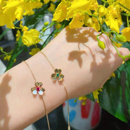 [⭐JeweliWhal]BRACELET FRIVOLE FLEUR OR MALACHITE ROSE
