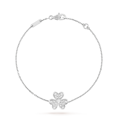 [⭐JeweliWhal]BRACELET FLEUR ARGENT ET DIAMANT FRIVOLE