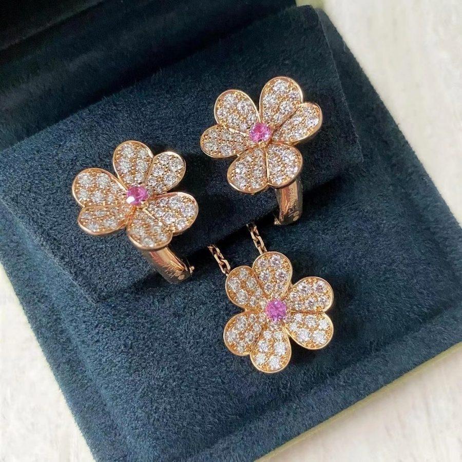 [⭐JeweliWhal]COLLIER FLEUR DIAMANT FRIVOLE OR ROSE