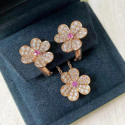[⭐JeweliWhal]COLLIER FLEUR DIAMANT FRIVOLE OR ROSE