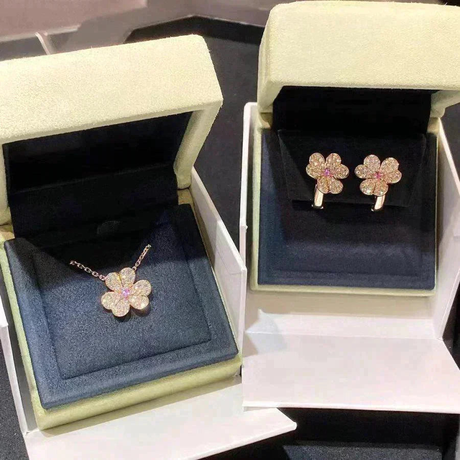 [⭐JeweliWhal]COLLIER FLEUR DIAMANT FRIVOLE OR ROSE