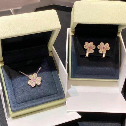 [⭐JeweliWhal]COLLIER FLEUR DIAMANT OR ROSE FRIVOLE
