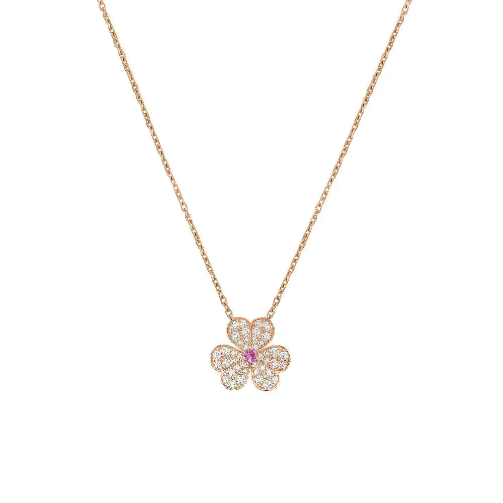 [⭐JeweliWhal]COLLIER FLEUR DIAMANT FRIVOLE OR ROSE