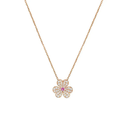 [⭐JeweliWhal]COLLIER FLEUR DIAMANT FRIVOLE OR ROSE