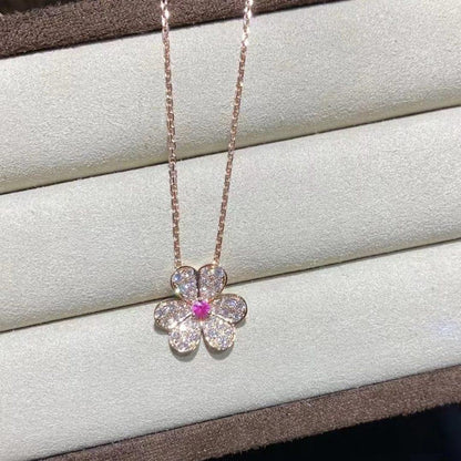 [⭐JeweliWhal]COLLIER FLEUR DIAMANT FRIVOLE OR ROSE