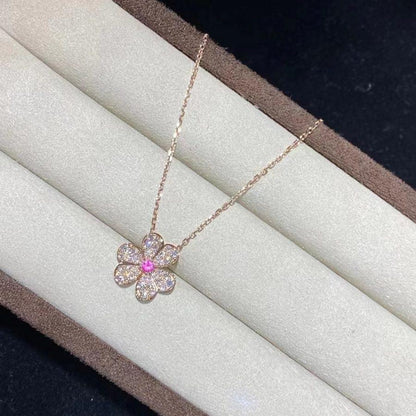 [⭐JeweliWhal]COLLIER FLEUR DIAMANT FRIVOLE OR ROSE