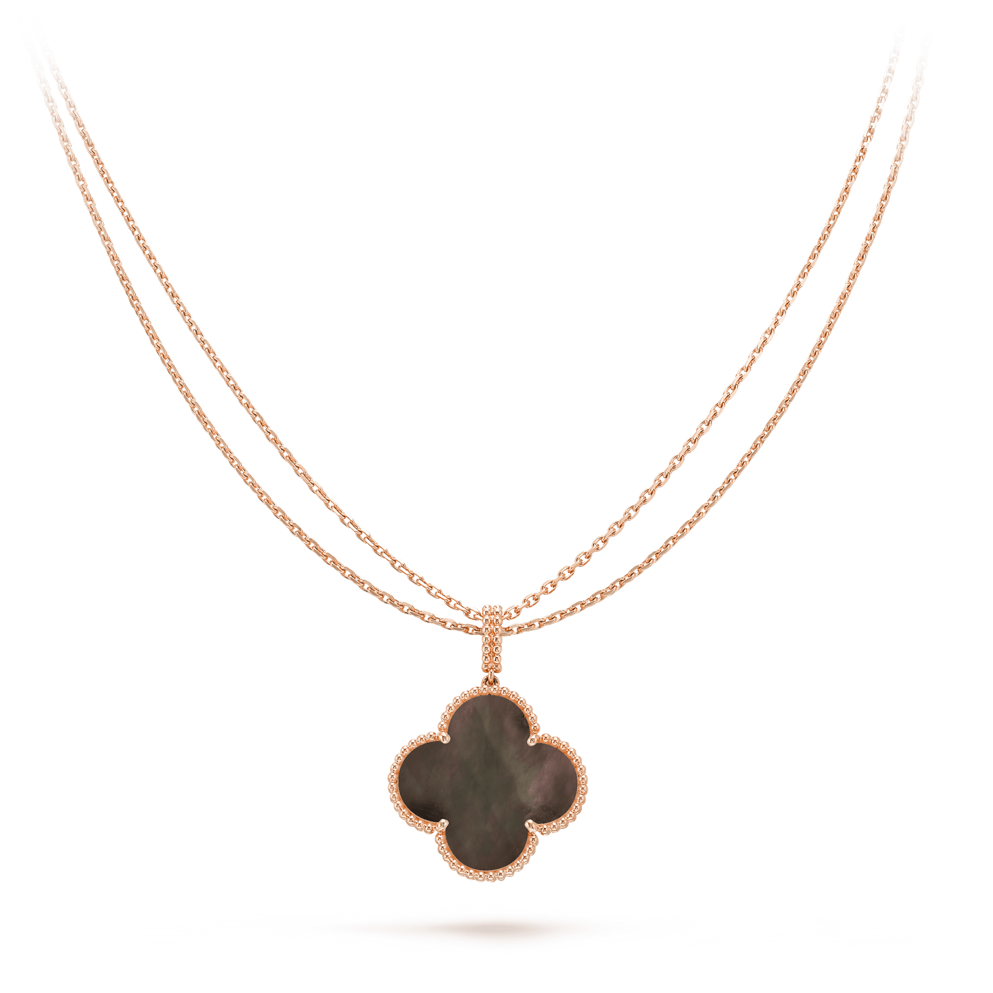 [⭐JeweliWhal]COLLIER GRAND TRÈFLE 25MM OR NACRE FONCÉE CLOVER