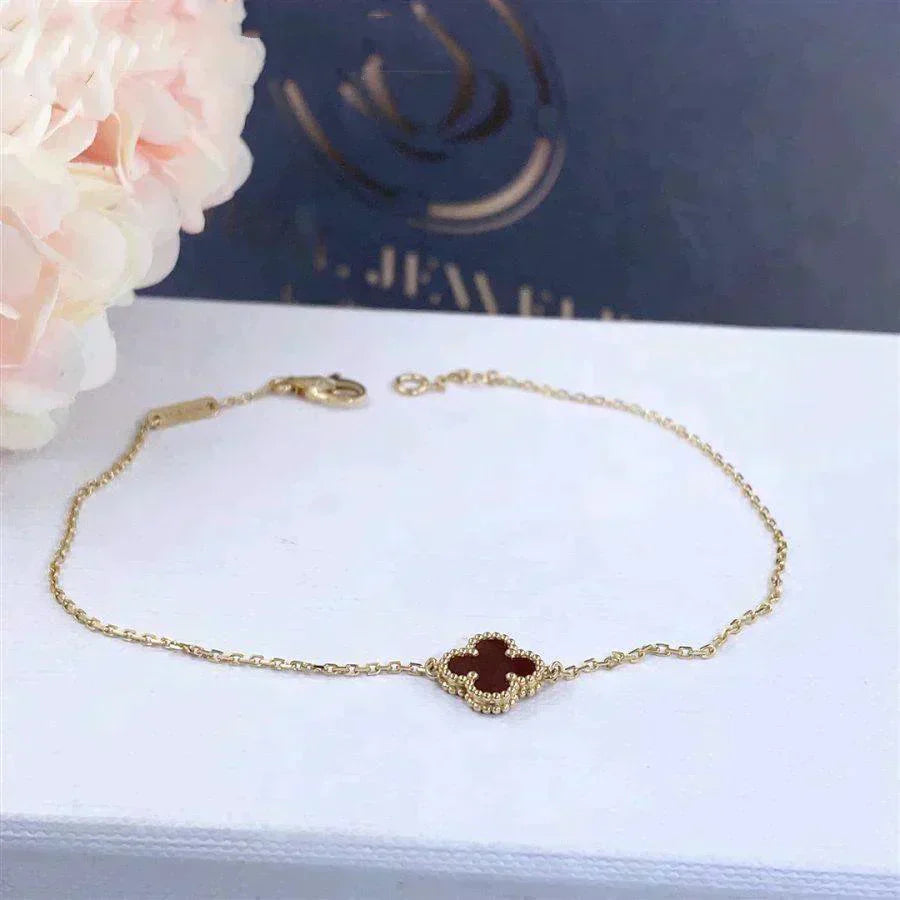 [⭐JeweliWhal]TRÈFLE CORNALINE BRACELET FLEUR UNIQUE