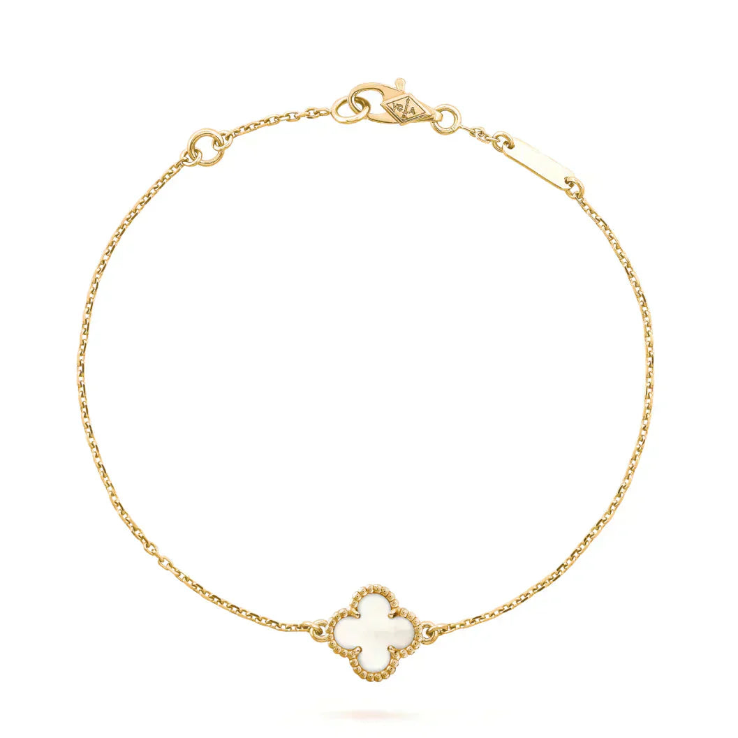 [⭐JeweliWhal]BRACELET FLEUR UNIQUE TRÈFLE NACRE BLANCHE