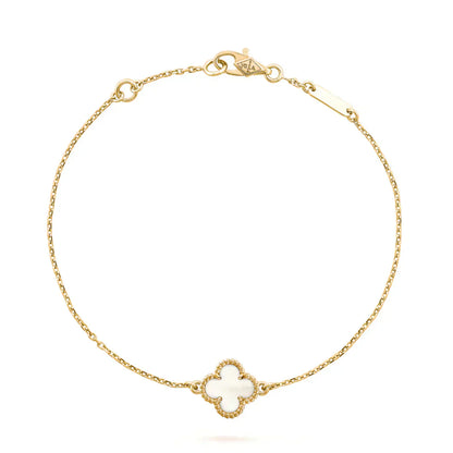 [⭐JeweliWhal]BRACELET FLEUR UNIQUE TRÈFLE NACRE BLANCHE