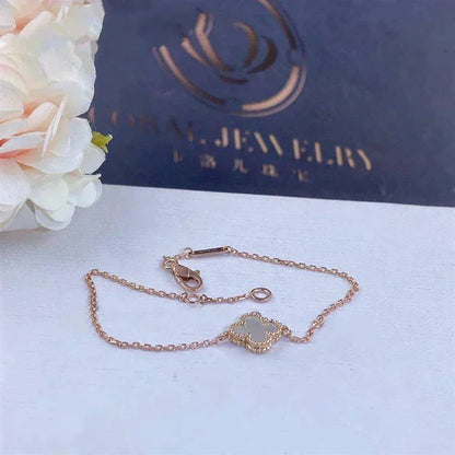 [⭐JeweliWhal]BRACELET FLEUR UNIQUE TRÈFLE NACRE BLANCHE
