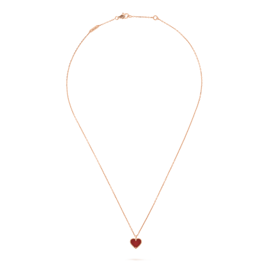 [⭐JeweliWhal]COLLIER CŒUR EN CORNALINE TRÈFLE DOUX
