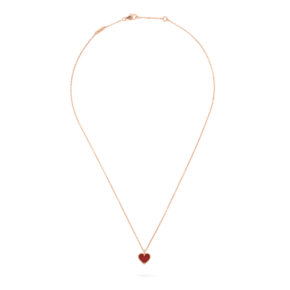 [⭐JeweliWhal]COLLIER CŒUR EN CORNALINE TRÈFLE DOUX