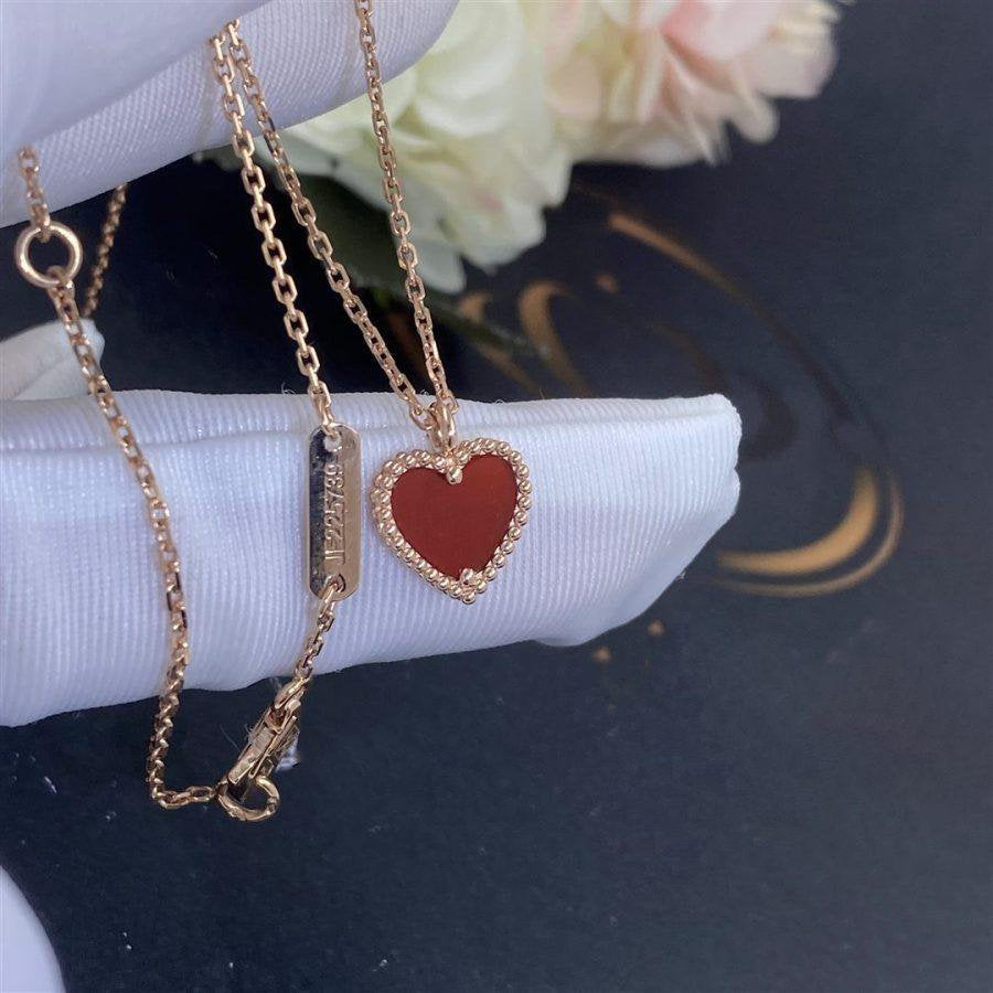 [⭐JeweliWhal]COLLIER CŒUR EN CORNALINE TRÈFLE DOUX