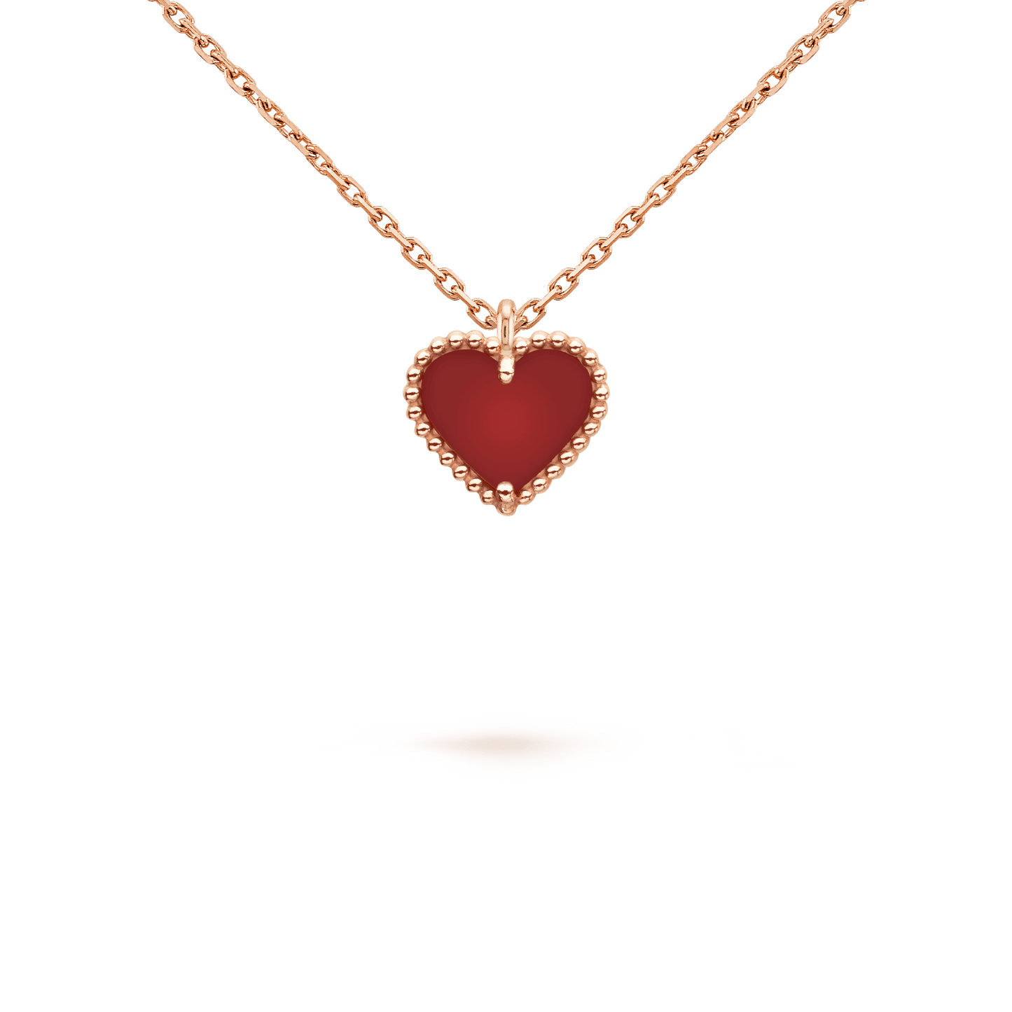 [⭐JeweliWhal]COLLIER CŒUR EN CORNALINE TRÈFLE DOUX
