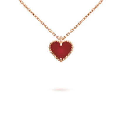 [⭐JeweliWhal]COLLIER CŒUR EN CORNALINE TRÈFLE DOUX