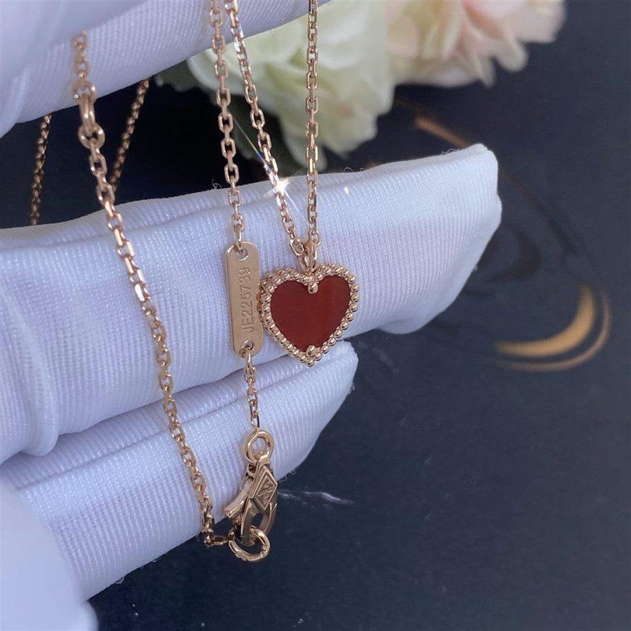 [⭐JeweliWhal]COLLIER CŒUR EN CORNALINE TRÈFLE DOUX