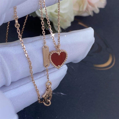 [⭐JeweliWhal]COLLIER CŒUR EN CORNALINE TRÈFLE DOUX