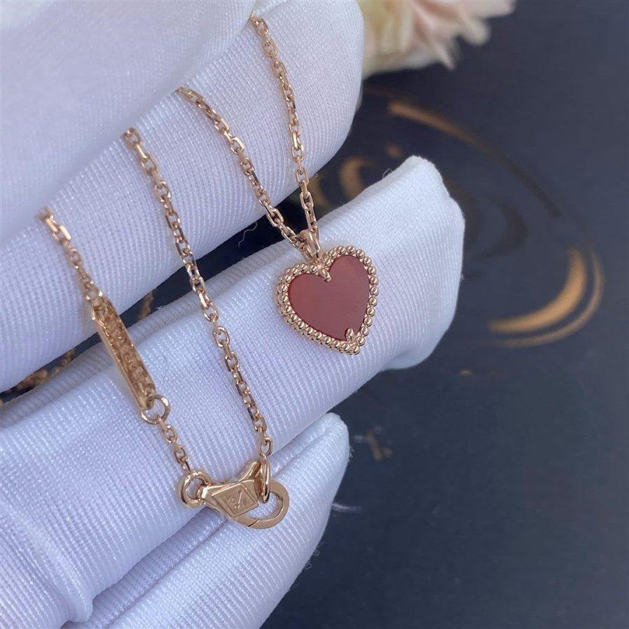 [⭐JeweliWhal]COLLIER CŒUR EN CORNALINE TRÈFLE DOUX
