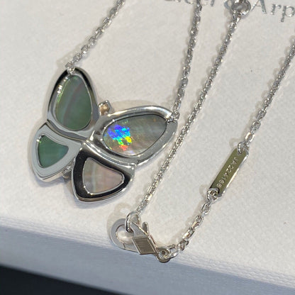 [⭐JeweliWhal]GRAND COLLIER PAPILLON EN ARGENT AVEC PENDENTIF DIAMANT