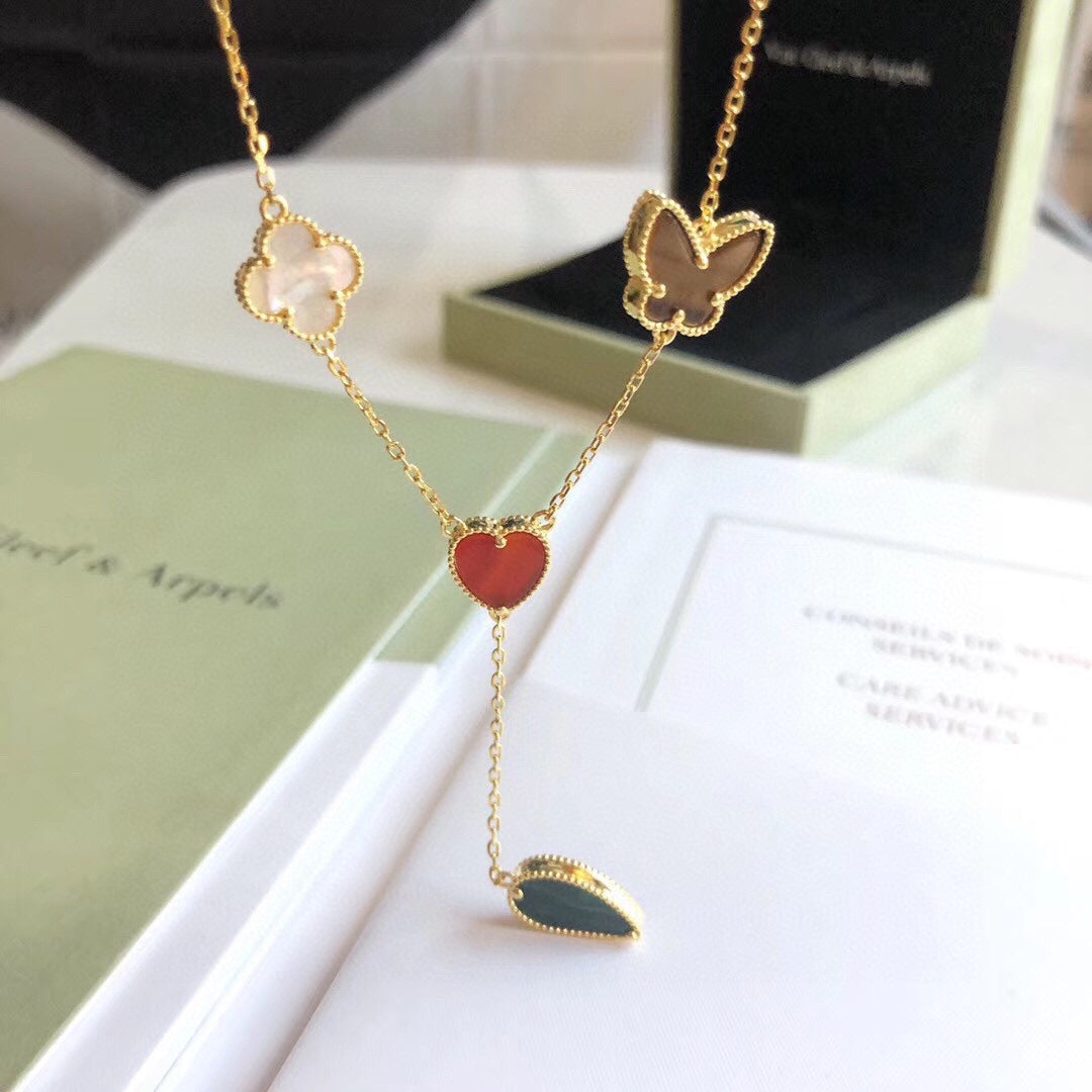 [⭐JeweliWhal]COLLIER 4 MOTIFS OR ROSE LUCKY SPRING